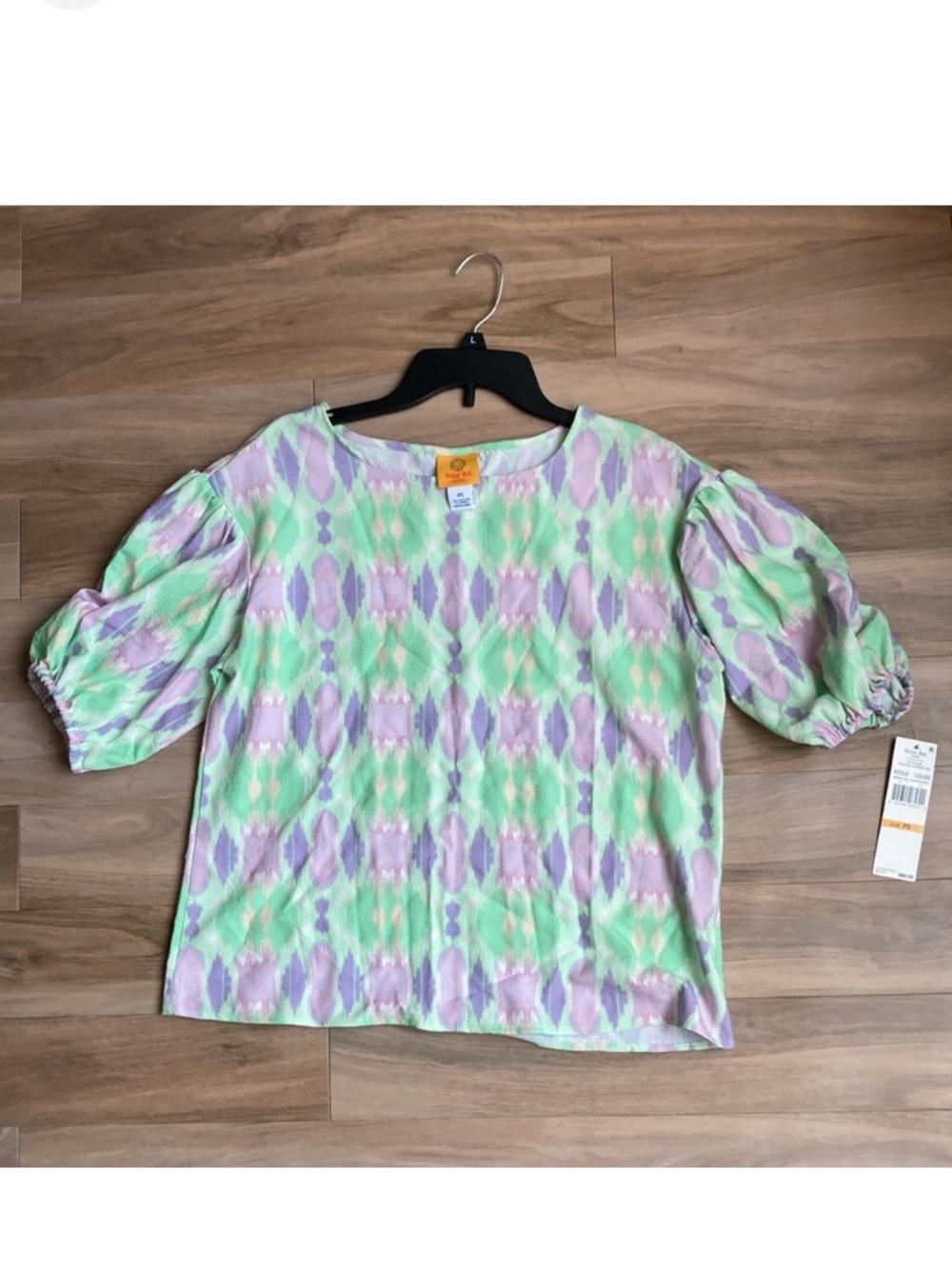 Ruby Rd top abstract print pastel southwestern boho vibe casual office PS